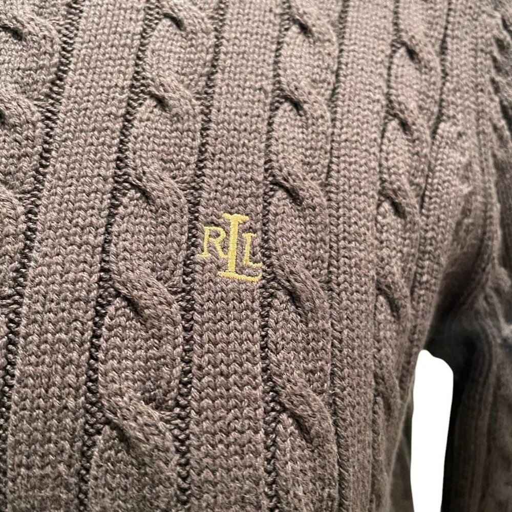 Lauren Ralph Lauren Cable Knit Sweater Classic Preppy Petite 100% Cotton Cozy - Picture 5 of 7
